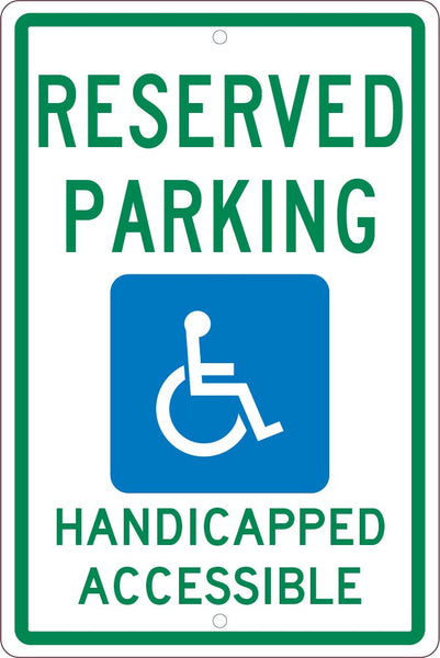 RESERVED PARKING VAN ACCESSIBLE,18X12, .063 ALUM SIGN