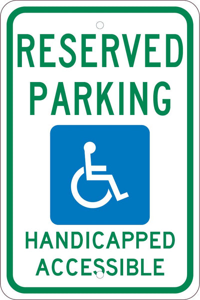 RESERVED PARKING VAN ACCESSIBLE,18X12, .080 ALUM SIGN