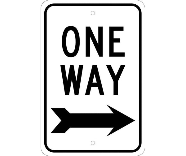 ONE WAY (WITH RIGHT ARROW), 18X12, .080 EGP REF ALUM
