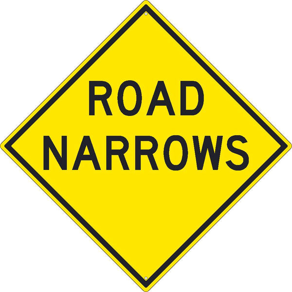ROAD NARROWS SIGN, 30X30, .080 HIP REF ALUM