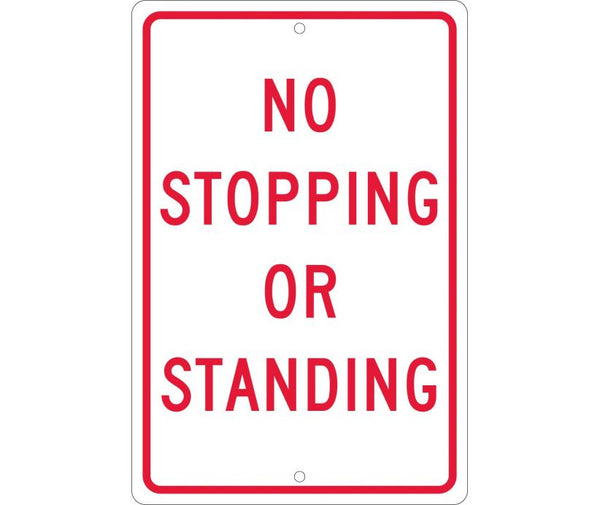 NO STOPPING OR STANDING, 18X12, .063 ALUM