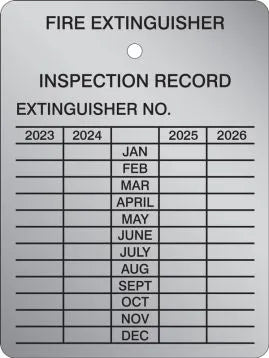 Fire Extinguisher Inspection Tag, FIRE EXTINGUISHER INSPECTION RECORD, 3
