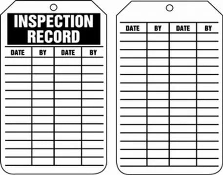 Inspection Tag, INSPECTION RECORD, 5.75