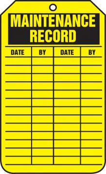 Inspection Tag, MAINTENANCE RECORD, 5.75