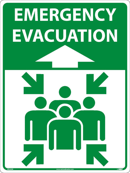 EMERGENCY EVACUATION LARGE FLOOR AND WALL SIGN, 24X18, SPORTWALK