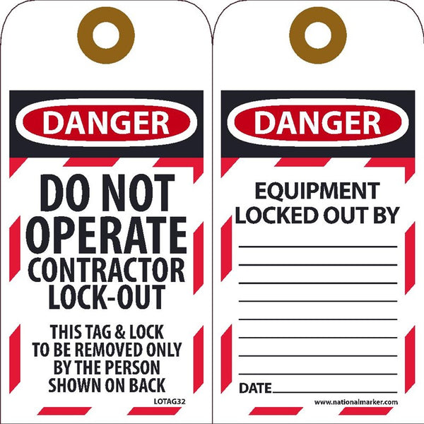 Danger Do Not Operate Contractor Lock-Out Lockout Tags| LOTAG32