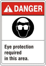 ANSI Z535 Danger Eye Protection Required In This Area Signs | AN-04