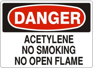 Danger Acetylene No Smoking No Open Flame Signs | D-0003