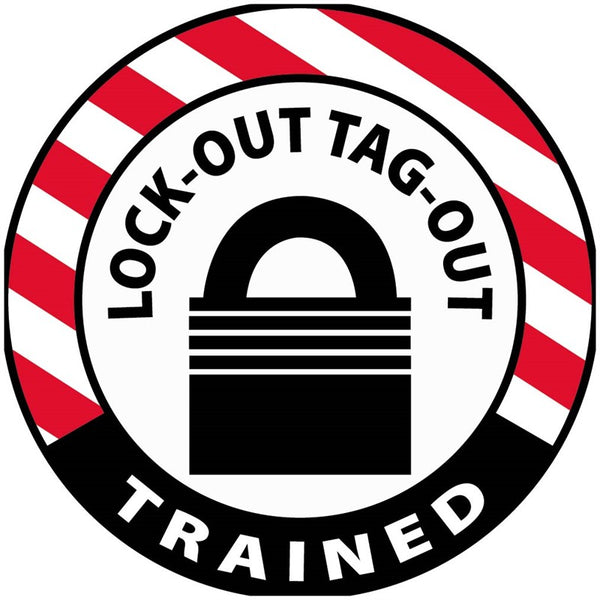 HARD HAT LABEL, LOCK-OUT TAG-OUT TRAINED, 2