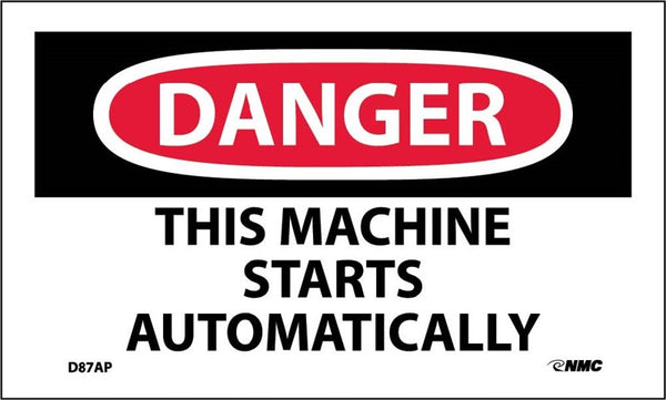 DANGER, THIS MACHINE STARTS AUTOMATICALLY, 3X5, PS VINYL, 5/PK