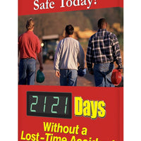 Digi-Day Electronic Safety Scoreboard, 28 X 20, Aluminum, Go Home Safe Today - _ Days Without A Lost Time Accident