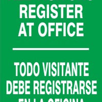 All Visitors Register At Office Bilingual Signs | M-9933