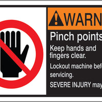 ANSI Z535 Warning Pinch Points Keep Hands Fingers Clear Labels | ML-19