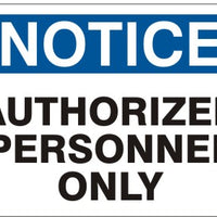 Notice Authorized Personnel Only Signs | N-0013