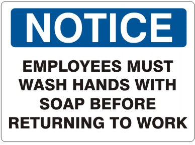 Notice Employees Must Wash Hands With Soap Before Returning To Work Signs | N-1608