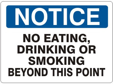 Notice No Eating Drinking Or Smoking Beyond This Point Signs | N-4715
