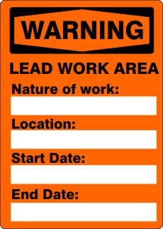 Warning Lead Work Area OSHA Safety Signs | W-9700