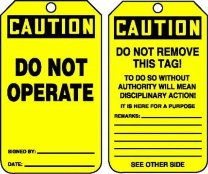 Do Not Operate Tags
