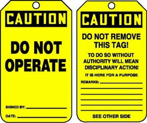 Do Not Operate Tags