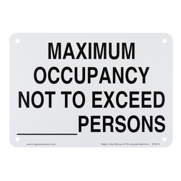 Maximum Occupancy Signs - Zing