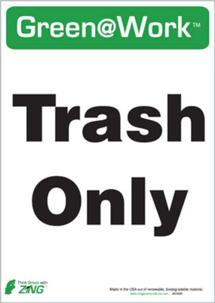 TRASH ONLY RECYCLE ECO LABEL 7X10