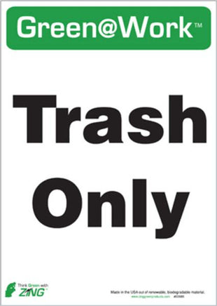 TRASH ONLY RECYCLE ECO LABEL, 5/PK 14X10