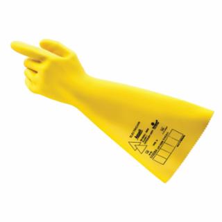 RIG Electrical Insulating Gloves, 14 in L, Class 1, Size 8, Yellow