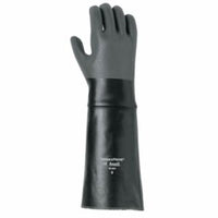 Scorpio Chemical Resistant Gloves, Rough, Size 8, Cotton Lining, Black/Gray