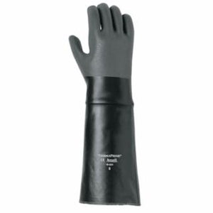 Scorpio Chemical Resistant Gloves, Rough, Size 8, Cotton Lining, Black/Gray