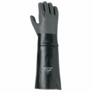 Scorpio Chemical Resistant Gloves, Rough, Size 8, Cotton Lining, Black/Gray