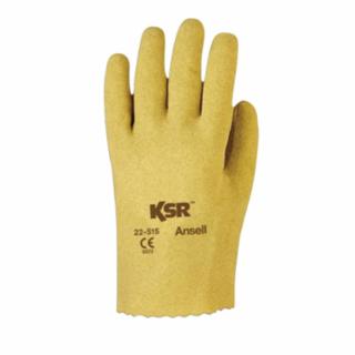 KSR® Multi-Purpose Vinyl-Coated Gloves, Interlock Knit Liner, 10, Yellow