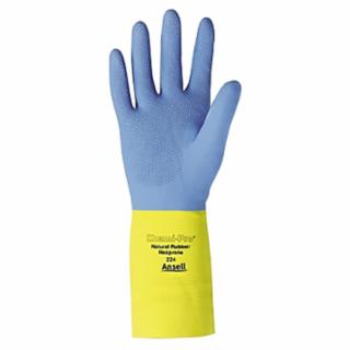 AlphaTec® 87-224 Neoprene Gloves, Cotton Flock Lined, Size 9, Yellow/Blue