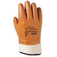 23-193 PVC-Coated Gloves, Rough Finish, Foam Insulated, Size 10, Brown