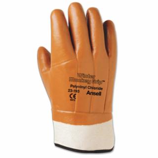 23-193 PVC-Coated Gloves, Rough Finish, Foam Insulated, Size 10, Brown