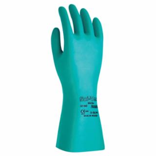 37-145 Nitrile Gloves, Gauntlet Cuff, Unlined, Size 11, Green, 11 mil