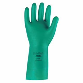 37-155 Nitrile Gloves, Gauntlet Cuff, Unlined, Size 7, Green, 15 mil