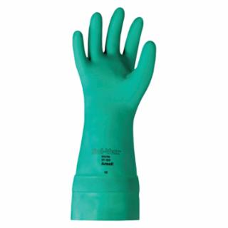 37-165 Nitrile Gloves, Gauntlet Cuff, Unlined, Size 11, Green, 22 mil