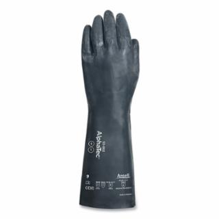 Chemical Gloves, Donning and Doffing Layer, Size 11, Black, Unsupported Gauntlet