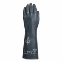 Chemical Gloves, Nylon Liner, Size 8, Black, Supported Gauntlet