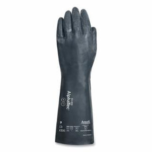 Chemical Gloves, Donning and Doffing Layer, Size 8, Black, Unsupported Gauntlet