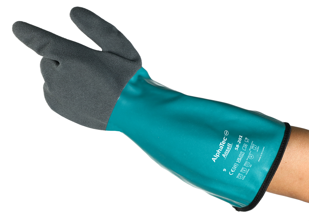 58-201 Nitrile Coated Chemical Protective Gloves, Size 8, Green