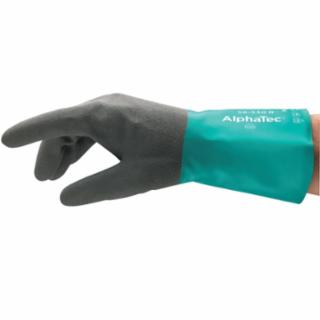 AlphaTec 58-530B Gloves, 10, Grey/Teal, 12 in Cuff