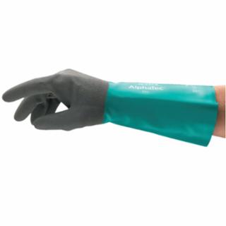 AlphaTec 58-535B Gloves, 10, Grey/Teal, 14 in Cuff