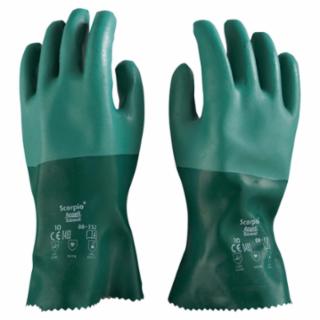AlphaTec® 08-352 Neoprene Coated Gloves, Rough Finish, Size 8, Green