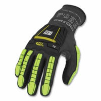 R840 Light-Duty Palm Coated/TPR Impact Protection Gloves, Size 11, Black/Green-Yellow, Vend Pack
