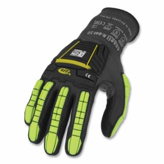 R840 Light-Duty Palm Coated/TPR Impact Protection Gloves, Size 11, Black/Green-Yellow, Vend Pack