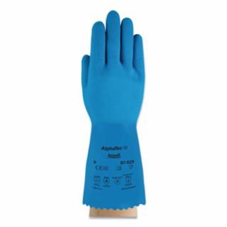 AlphaTec 87-029 Natural Latex Rubber Glove, Size 7, Blue