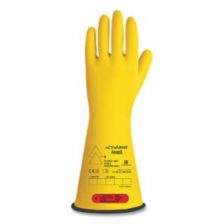 RIG Electrical Insulating Gloves, 14 in L, Class 0, Size 9, Yellow and Black