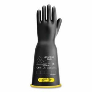 RIG Electrical Insulating Gloves, 16 in L, Class 2, Size 12, Black/Yellow, Bell Cuff