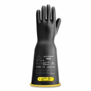 RIG Electrical Insulating Gloves, 16 in L, Class 2, Size 10, Black/Yellow, Bell Cuff